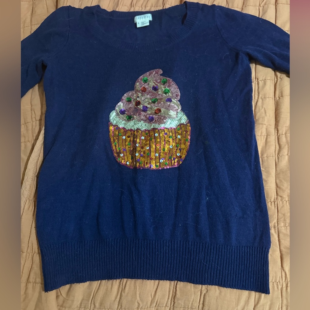 Urban Outfitters Cooperative Sequin Cupcake Sweater Sz S